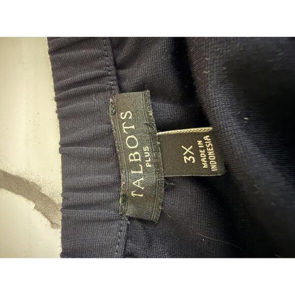 Talbots Plus 3X Navy Blue Blouse Eyelet Lace Balloon Sleeves Scoop Neck - Picture 4 of 5